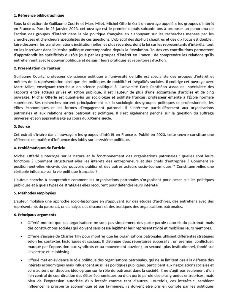 Influence des groupes d'intérêt en France | PDF | Groupe de défense d ...