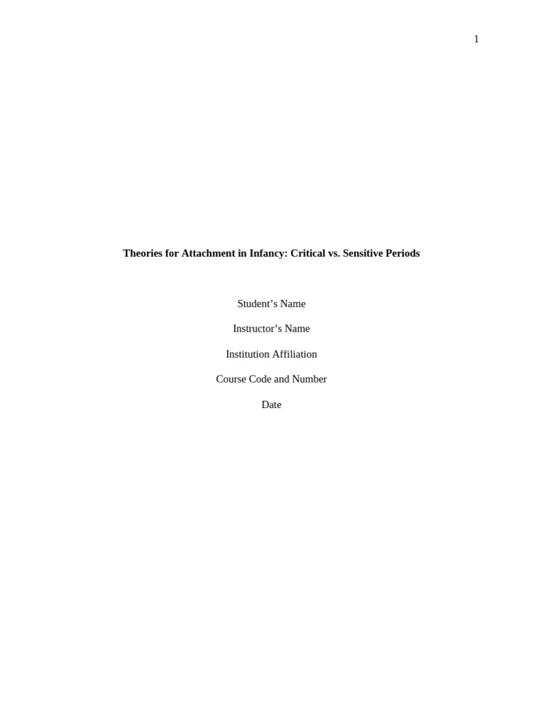 Theories For Attachment in Infancy | PDF | Attachment Theory | Child ...