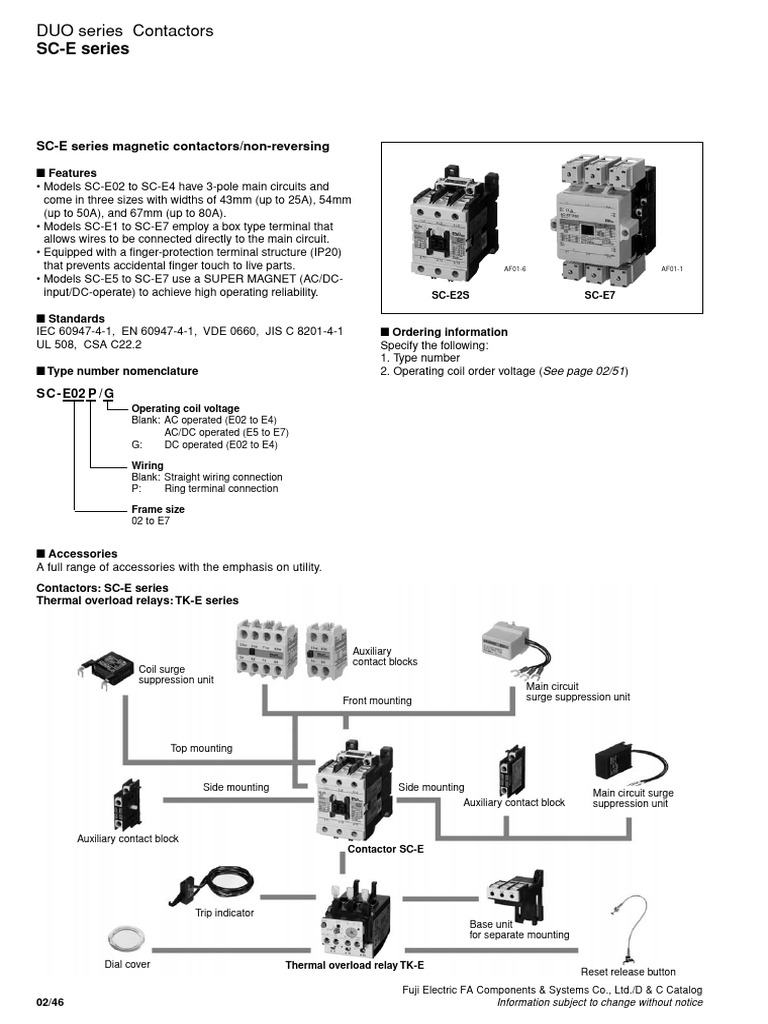SC-E Series Magnetic Contactors Guide | PDF | Relay | Mains Electricity