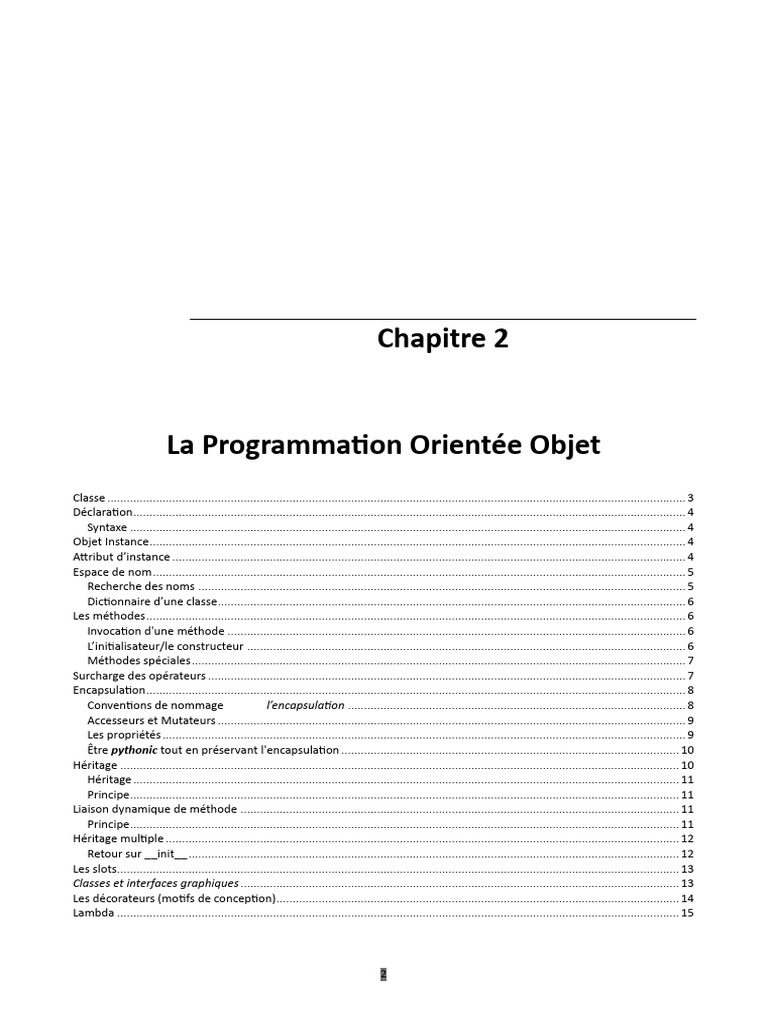 Introduction à la Programmation Orientée Objet | PDF | Classe ...