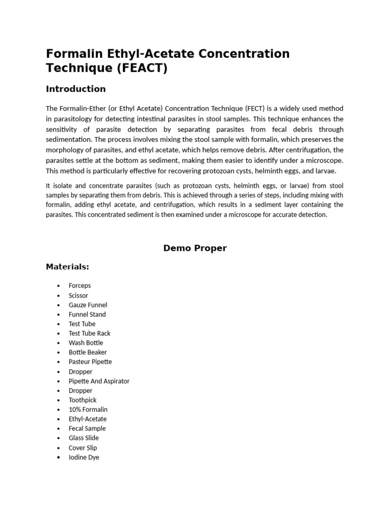 Formalin-Ether Concentration Technique | PDF | Fixation (Histology)