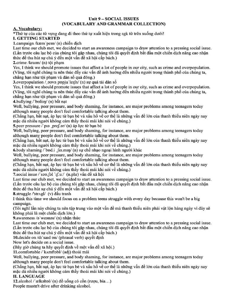 Unit 9 - Vocabulary & Grammar | PDF