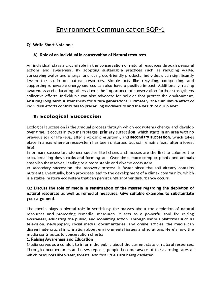 Environment Communication SQP | PDF | Ecosystem | Plant Nutrition