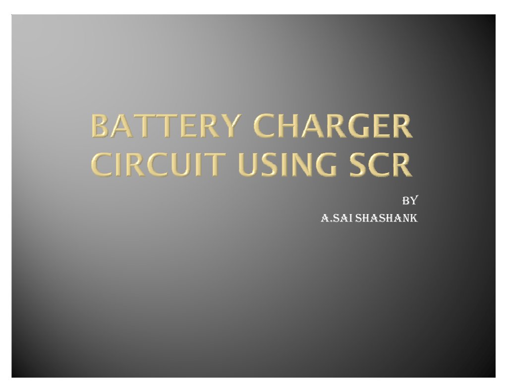Battery Charger CKT Using SCR PDF Transformer Battery Charger