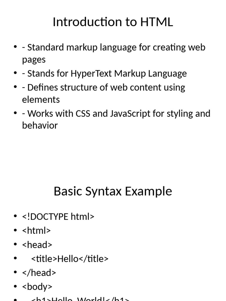 HTML Intro For Students | PDF