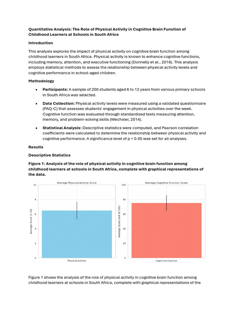 Excel Example Write Up The Role of Physical Activity in Cognitive Brain ...