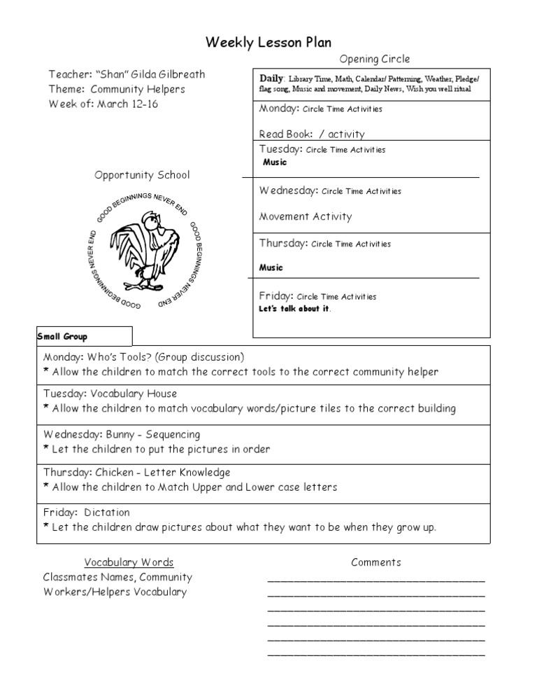 Weekly Plan 1 | PDF