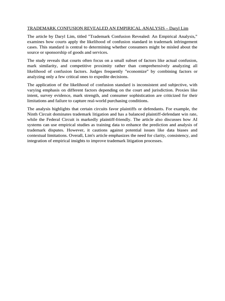 Trademark Confusion: An Empirical Study | PDF