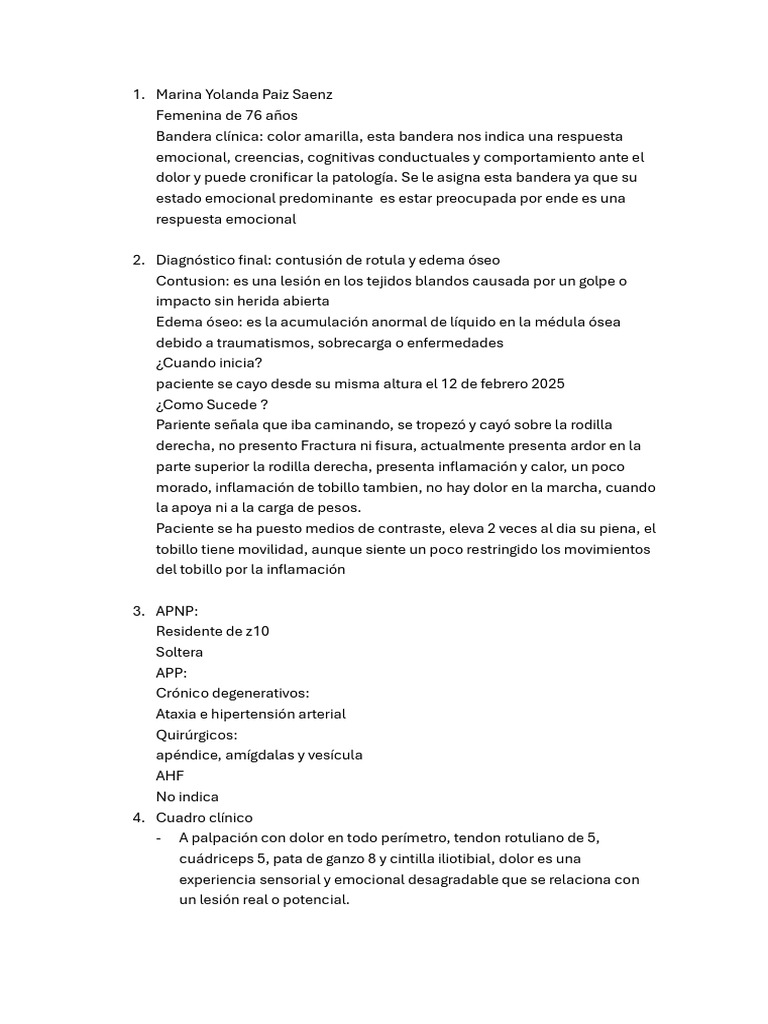 Peea Marina Yolanda Paiz Saen | PDF | Rodilla | Inflamación