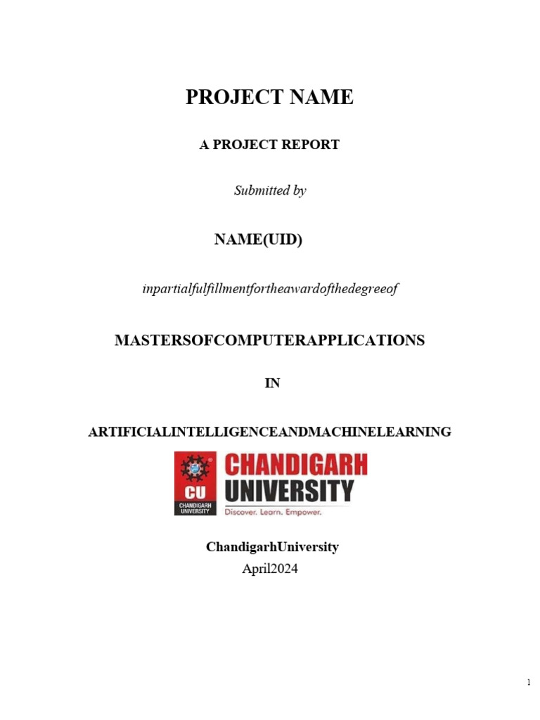 Project Report for AI & ML Master's Degree | PDF