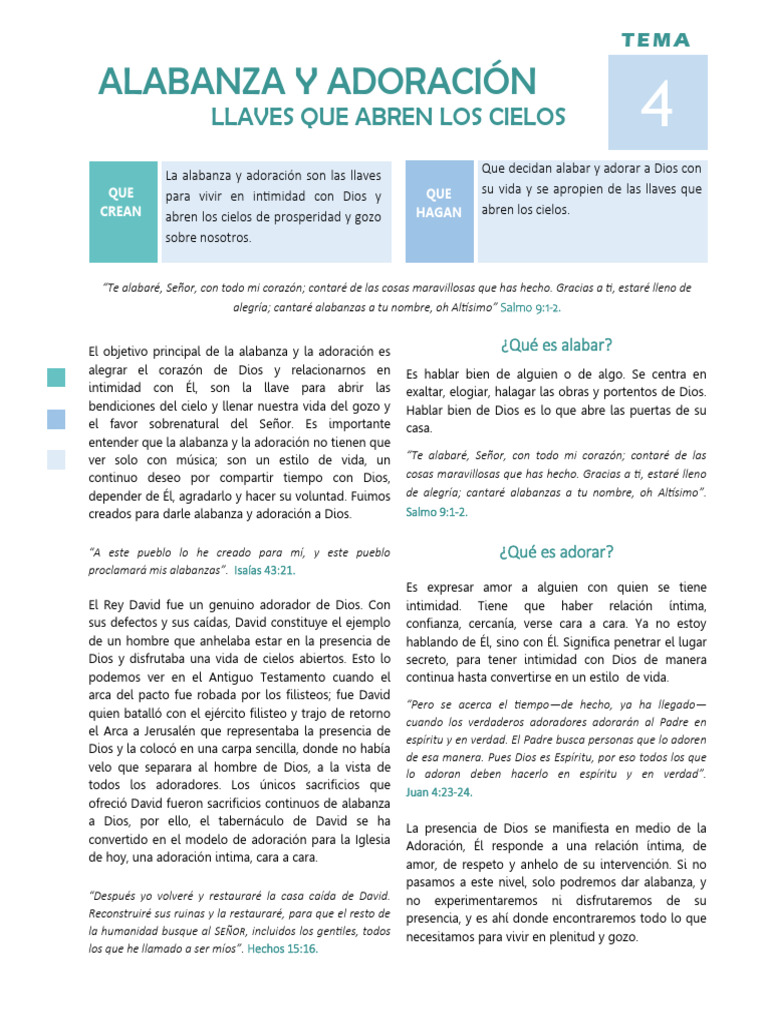 Claves de Alabanza y Adoración a Dios | PDF | David | Arca de la Alianza