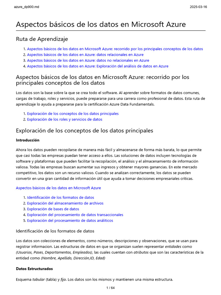 Azure dp900 | PDF | Computación en la nube | Servidor SQL de Microsoft
