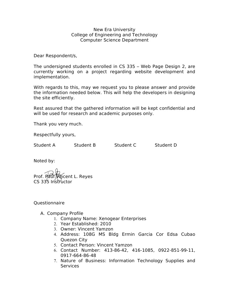 Web Design Questionnaire | PDF