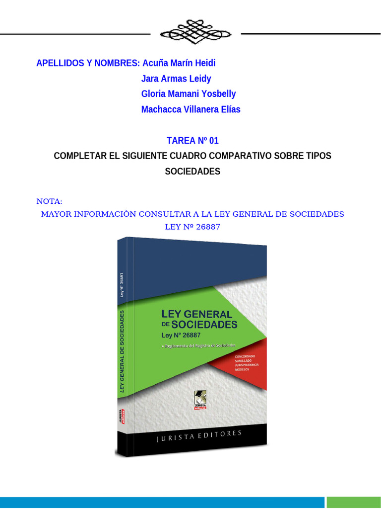 Tipos de Sociedades y sus Características | PDF | Sociedad de ...
