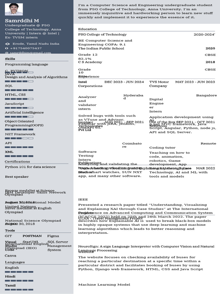 Computer Science Student Profile & Projects | PDF | Artificial ...