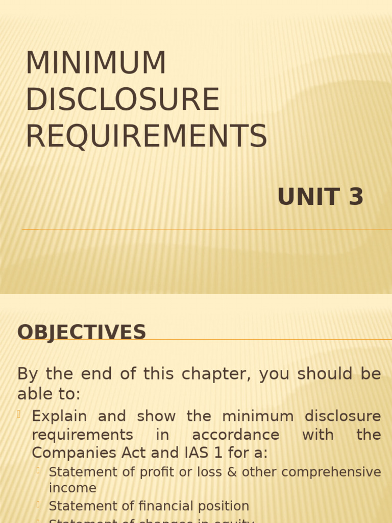 Minimum Disclosure Requirements Overview | PDF | International ...