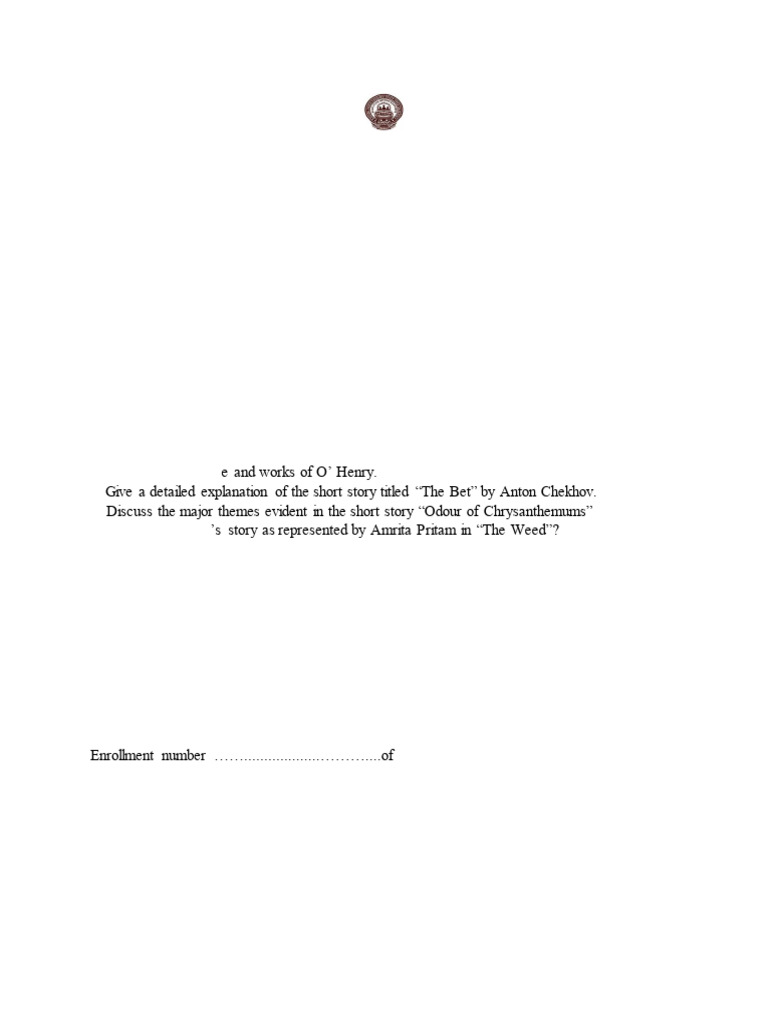 2025 Assignment BA Sem 5 Short Story | PDF