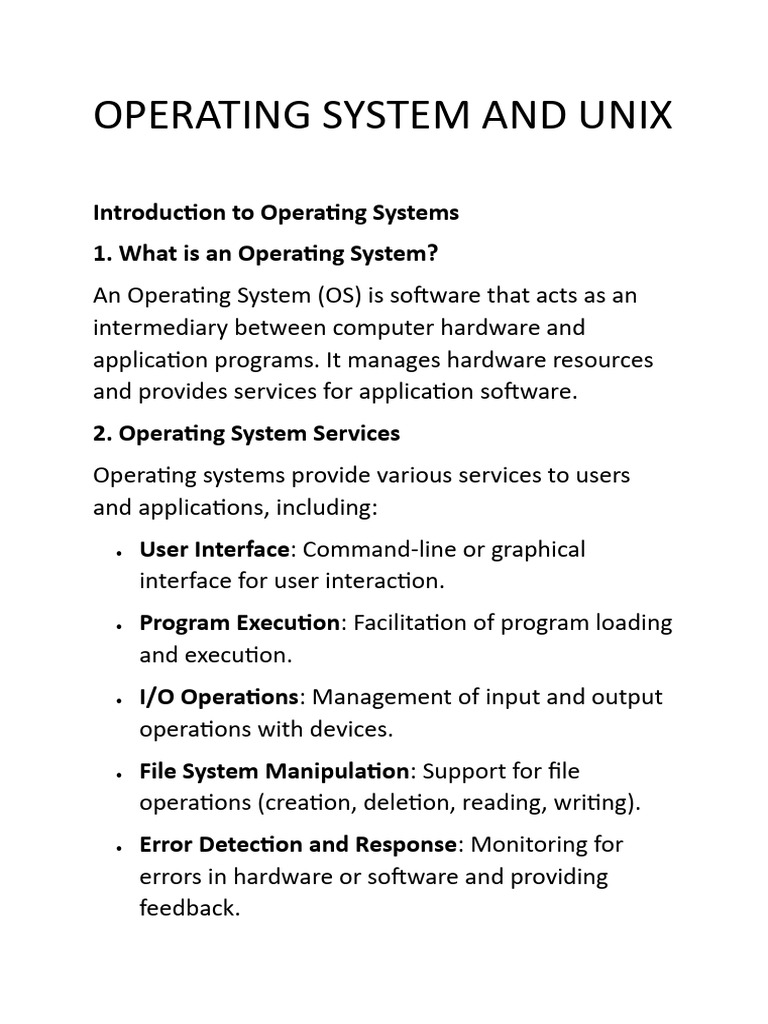 Overview of Operating Systems and UNIX | PDF | Operating System ...