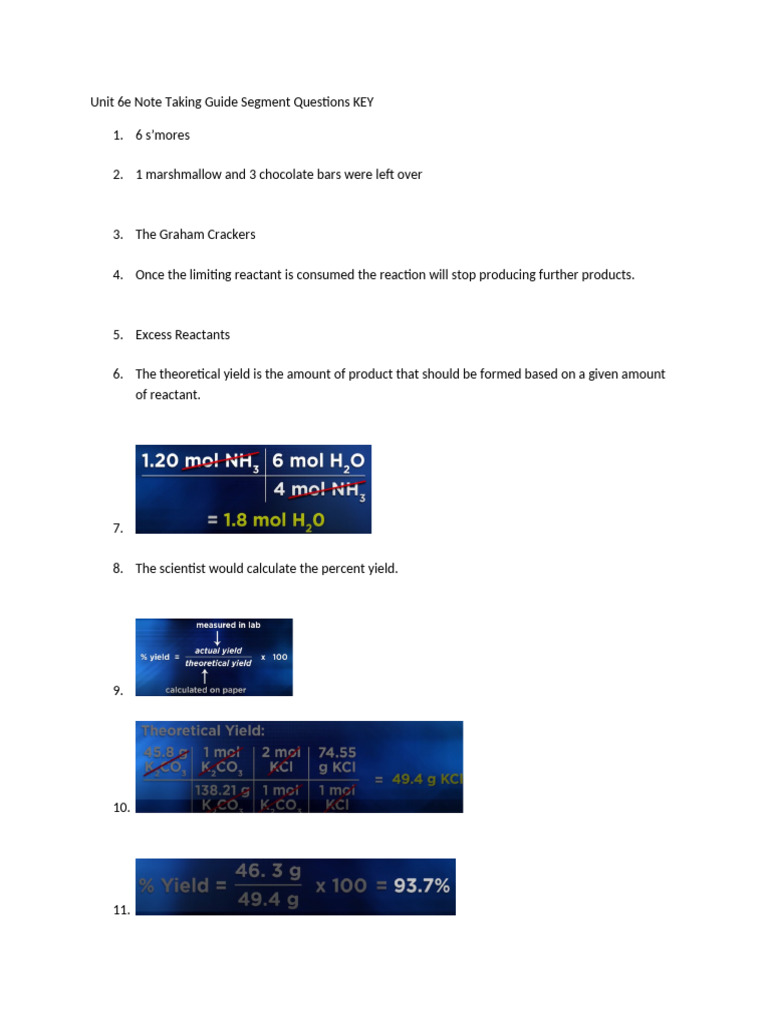 Unit 6 e Note Taking Guide Segment Questions KEY | PDF