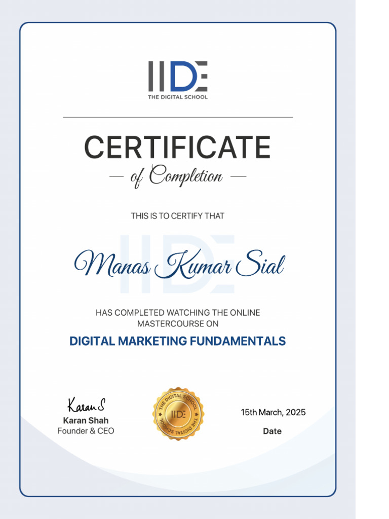 Digital Marketing Certificate | PDF