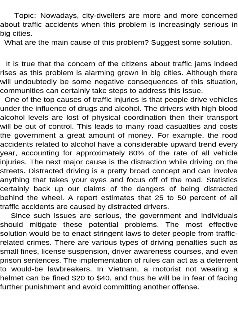 Causes and Solutions for Traffic Accidents | PDF