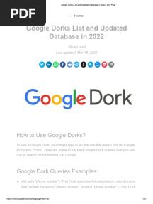 Google Dorks List and Updated Database in 2022 - Box Piper