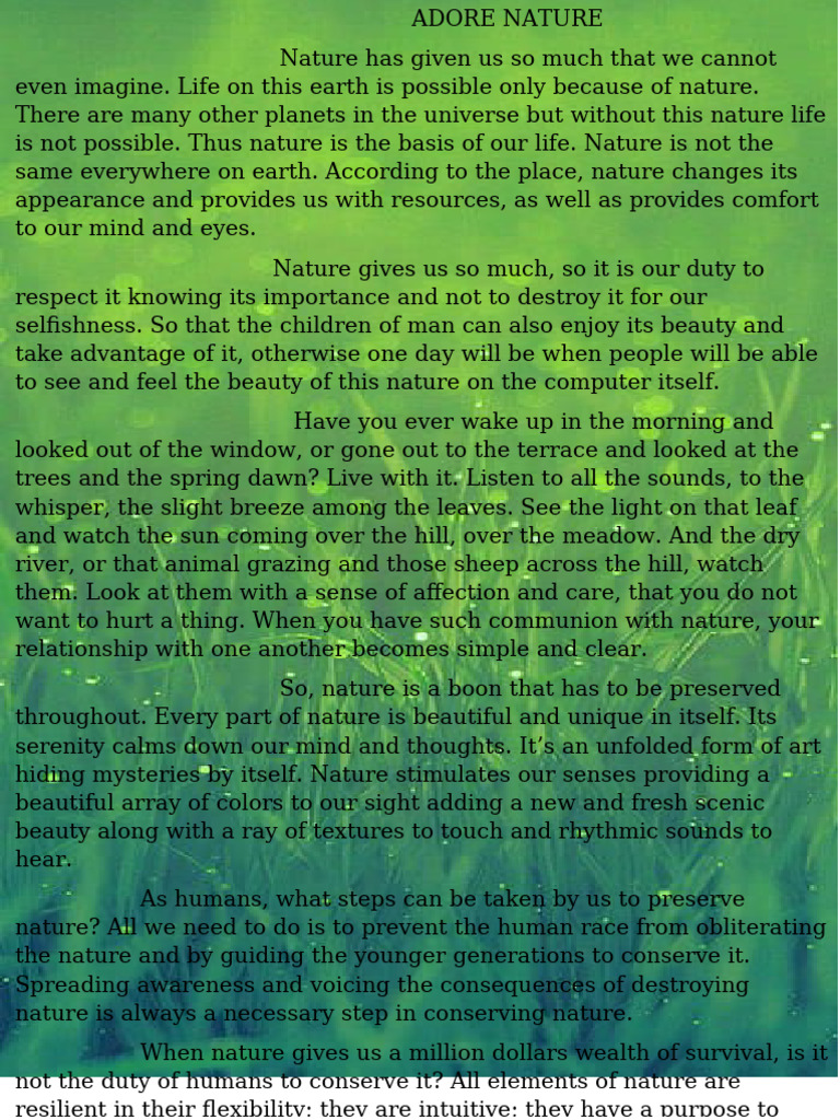 Importance of Preserving Nature | PDF