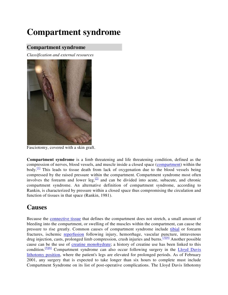 Compartment Syndrome Clinical Medicine Medicine