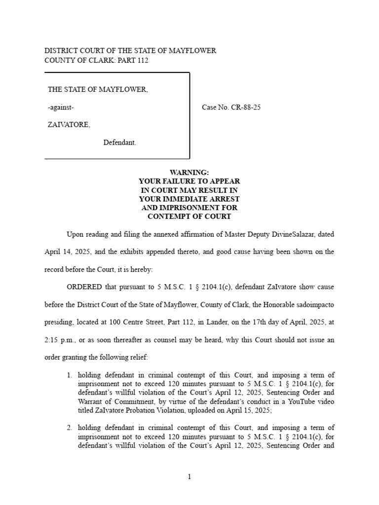 CR-88-25 Court Show Cause Order | PDF | Probation | Legal Procedure