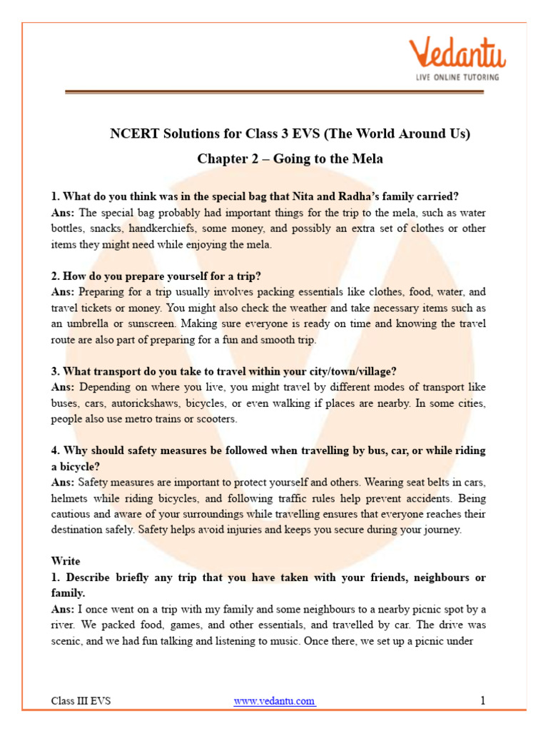 Class 3 Evs Going To The Mela Answers Pdf Transport Vehicles