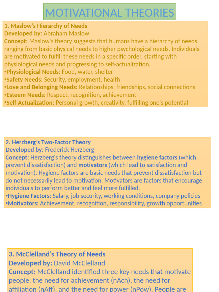 Key Motivational Theories Explained | PDF | Motivational | Motivation