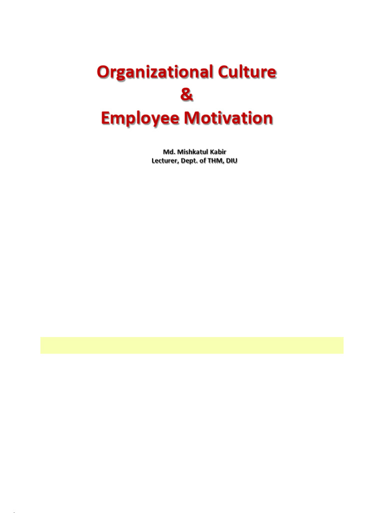 Organizational Culture and Motivation Insights | PDF | Organizational ...