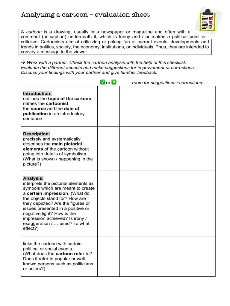 Cartoon Analysis Evaluation Checklist | PDF | Cartoon | Human Communication