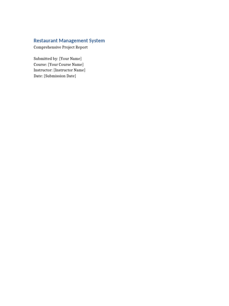 Comprehensive Restaurant Management System | PDF | Databases | Point Of ...