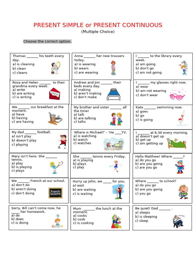 Present Simple vs Continuous Quiz | PDF