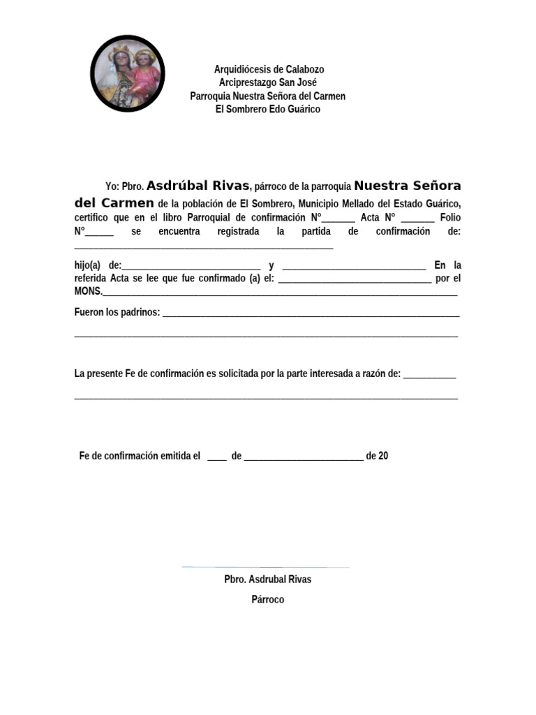 Formato Fe de Confirmacion | PDF