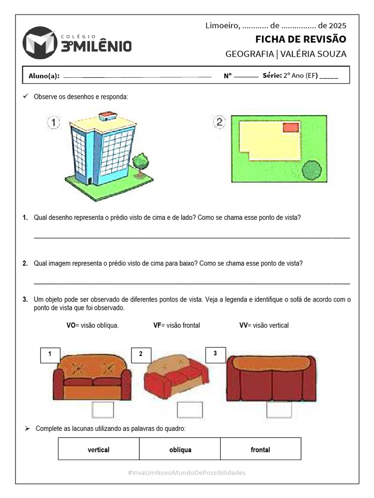 Atividades sobre Pontos de Vista 2º Ano | PDF | Desenho | Perspectiva ...