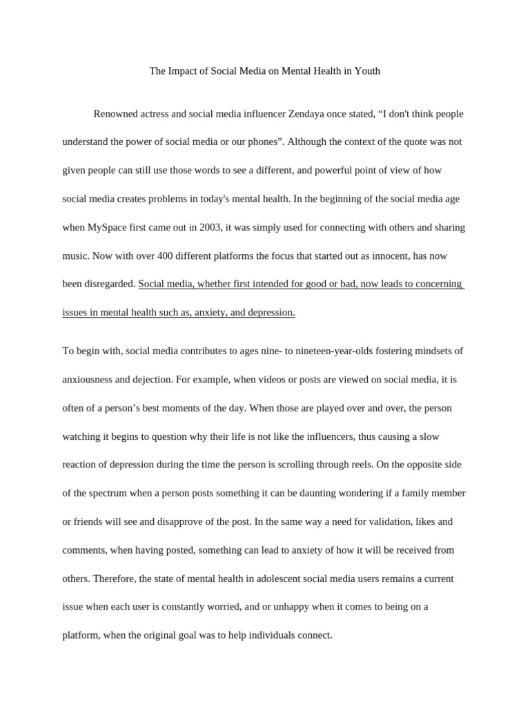 Social Media's Impact on Youth Mental Health | PDF | Mental Health ...