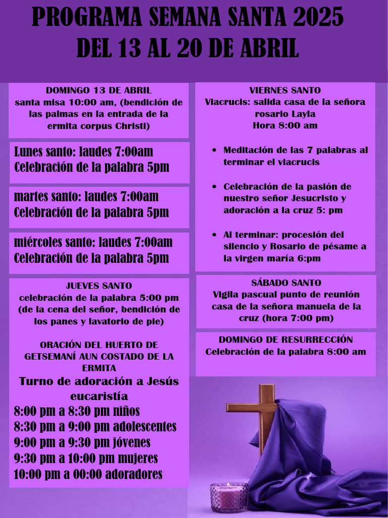 Programa Semana Santa 2025: Actividades y Horarios | PDF