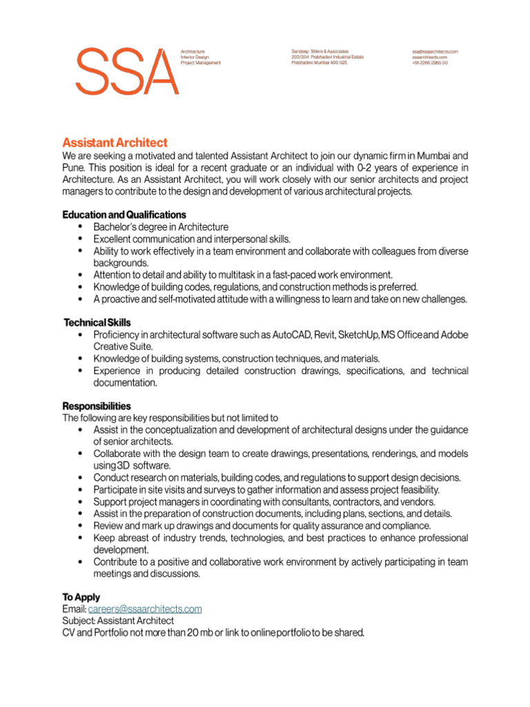 Assistant Architect | PDF