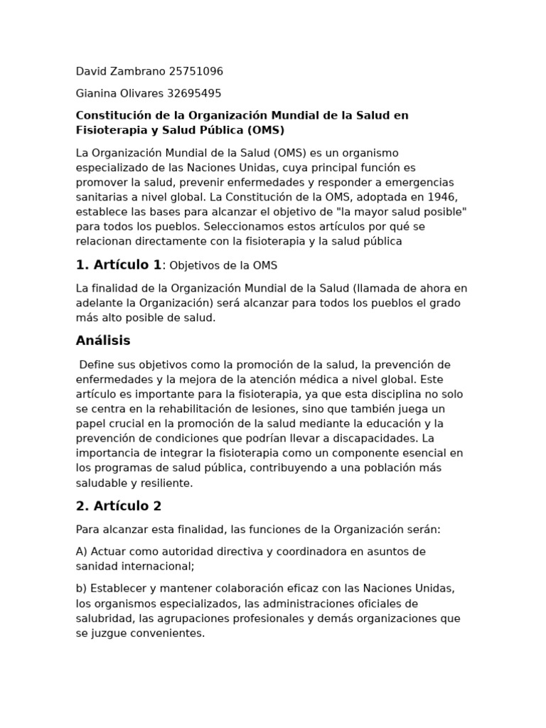 5 Articulos de La OMS | PDF | Terapia física | Naciones Unidas