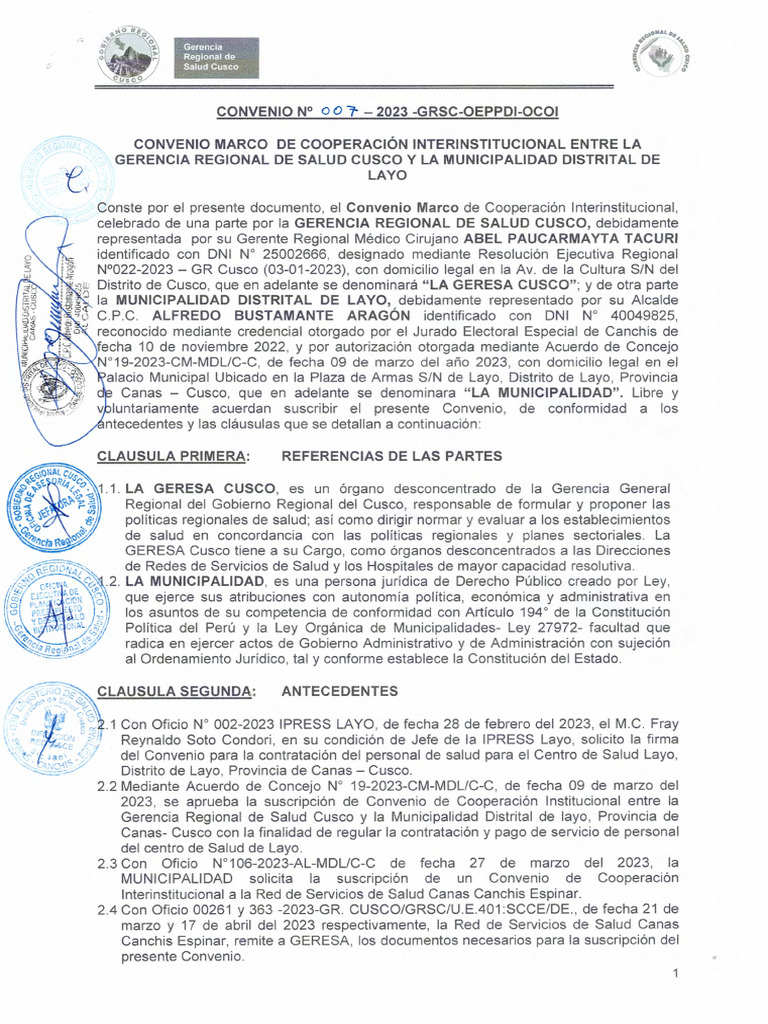 Convenio N07 | PDF | Gobierno local | Ciencias Políticas
