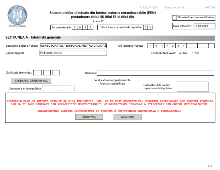ITCSMS DOLJ F1122 Proiecte Cu Finantare Externa MARTIE 2025-03-28 A1.0. ...