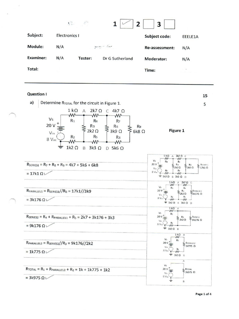 Electronics 1 Test 1 Memo | PDF
