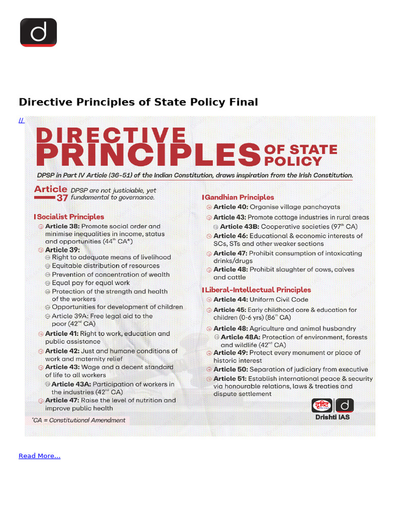 Directive Principles of State Policy PDF | PDF