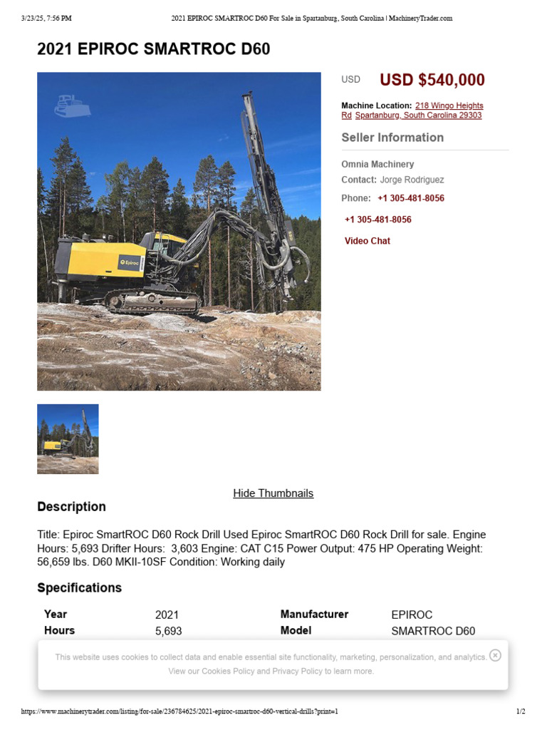 2021 Epiroc SmartROC D60 Rock Drill Sale | PDF