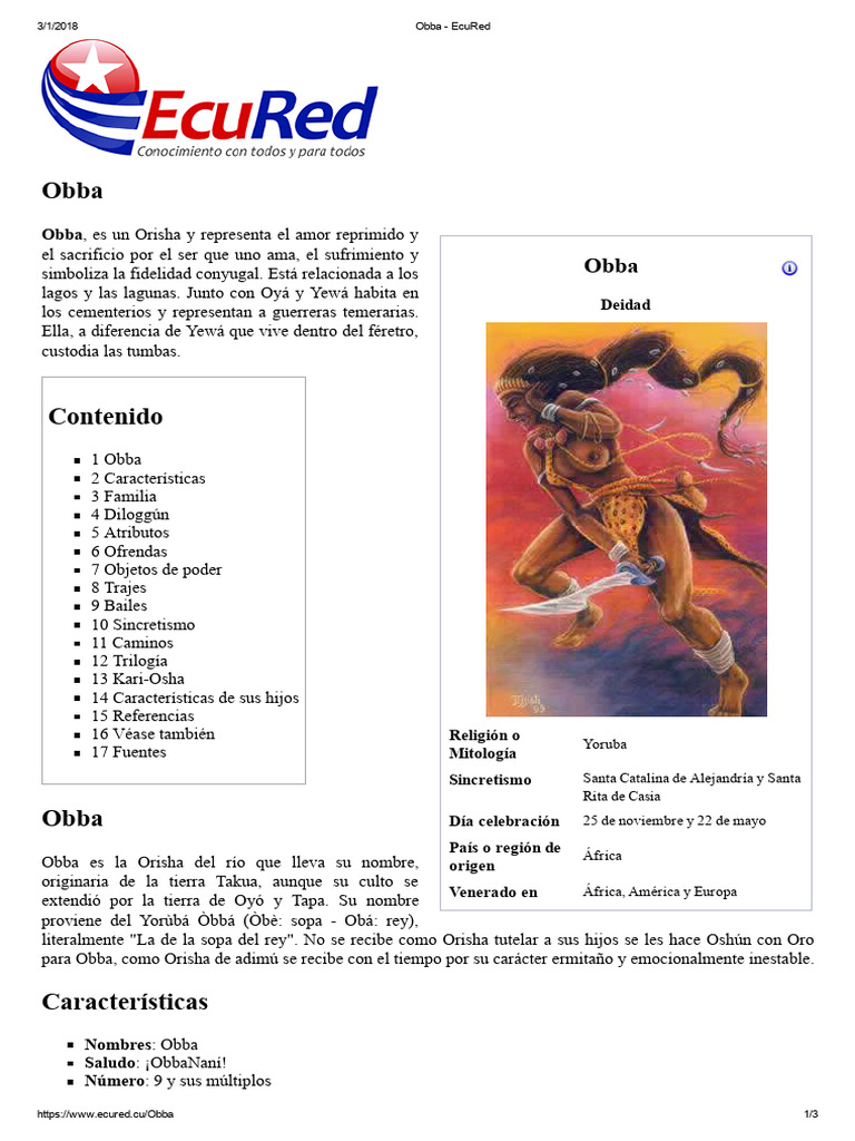 Obba - EcuRed | PDF | Santeria