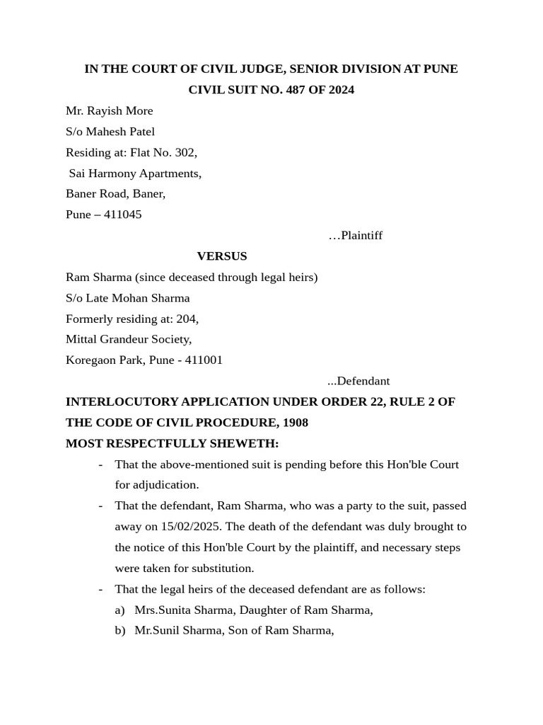 Interlocutory Application for Substitution | PDF | Bail | Legal Procedure