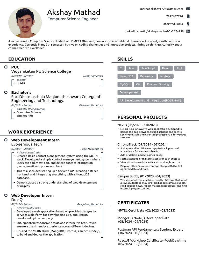 Computer Science Engineer Portfolio | PDF | Web Development | Web ...
