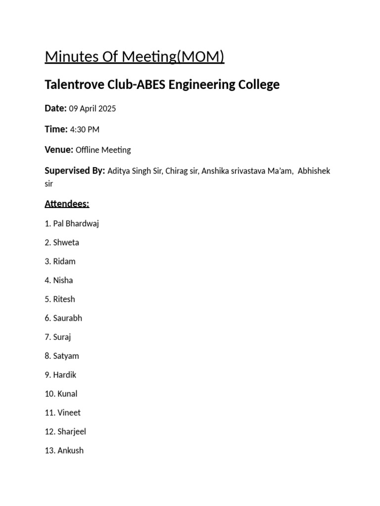 Talentrove Event Cancellation Minutes | PDF
